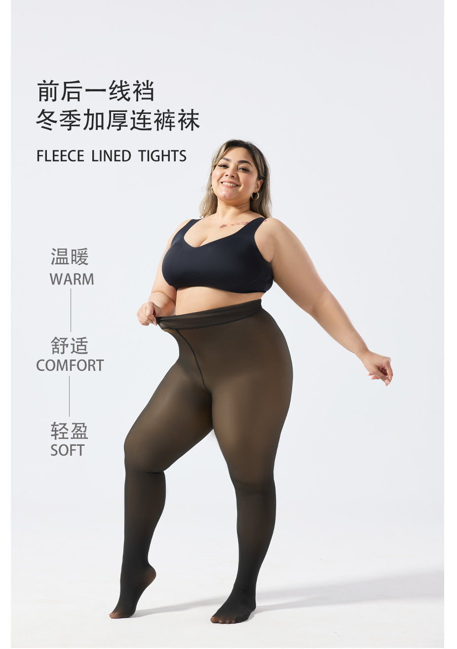 One-line Crotch Dyed Black Sheer Pantyhose European and American Cross-border E-commerce Amazon TK Plus Size Transparent Base Layer Leggings