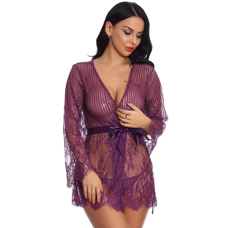 New European and American Style Sexy Lingerie Foreign Trade Amazon Supply Sexy Home Sleepwear Bathrobe Direct from Manufacturer