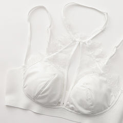 French Style Sexy Lingerie Summer Thin Halter Neck Lace Bra Vest Style Large Bust Minimizer Plus Size Bra