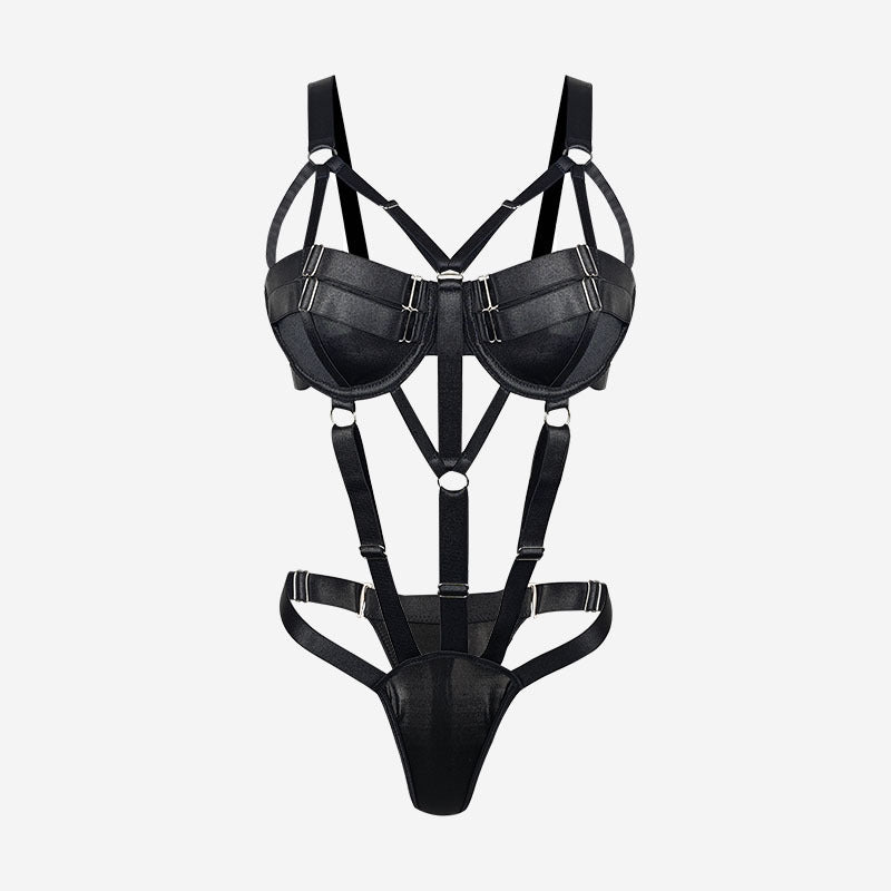 SM European and American Style Sexy Lingerie Three-Point Style AliExpress Cross-Border New Lace-Up Hollow Out Patchwork Sexy Lingerie Set