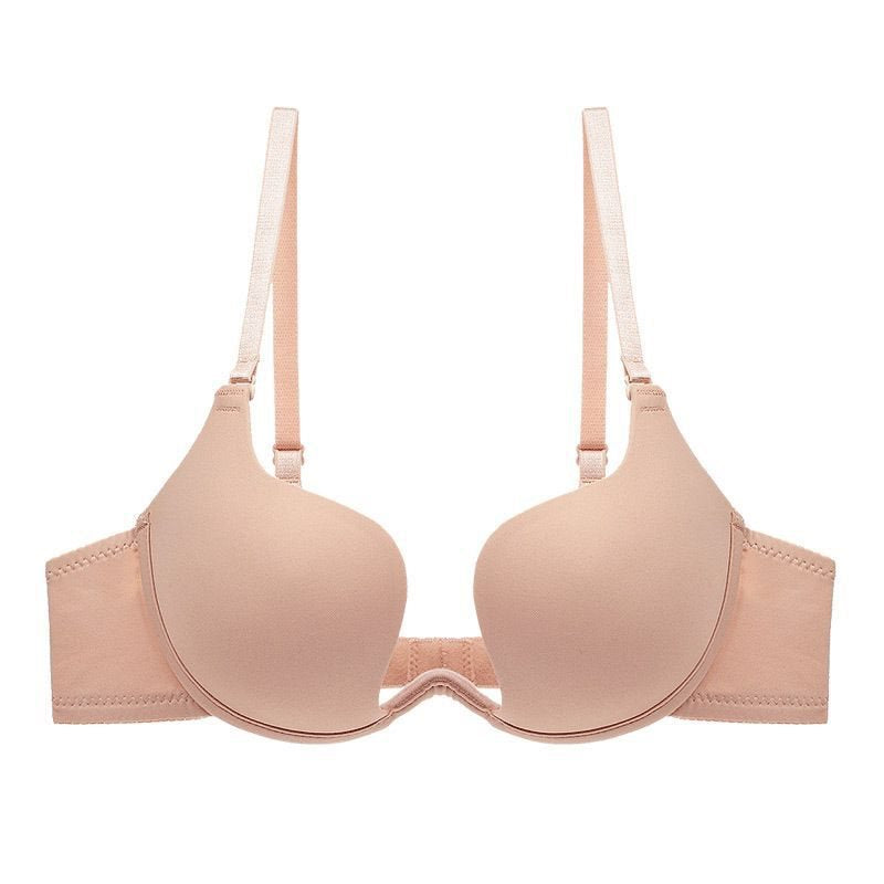 21/1 Cup Nai Shi Han Half Cup Bra Push-Up Small Chest Beauty Back Underwear for Women Summer U Deep Cut V Low Cut