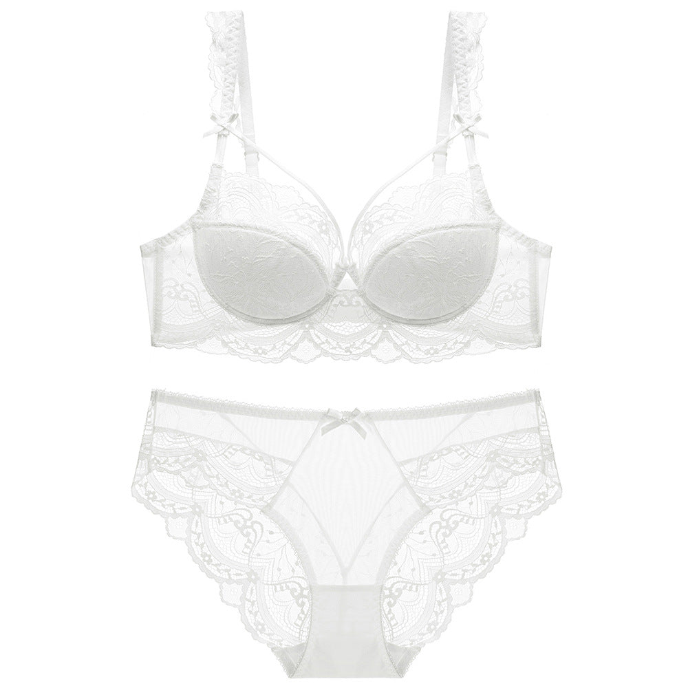 Women's Underwear Large Bust Minimizer Bra Set Sexy Lace Thin Bra Bra