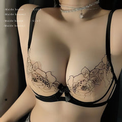 New French Style Sexy Lingerie for Women Lace Embroidery Ultra-thin Semi-transparent Hot Pure Desire Style Temptation Bra Set