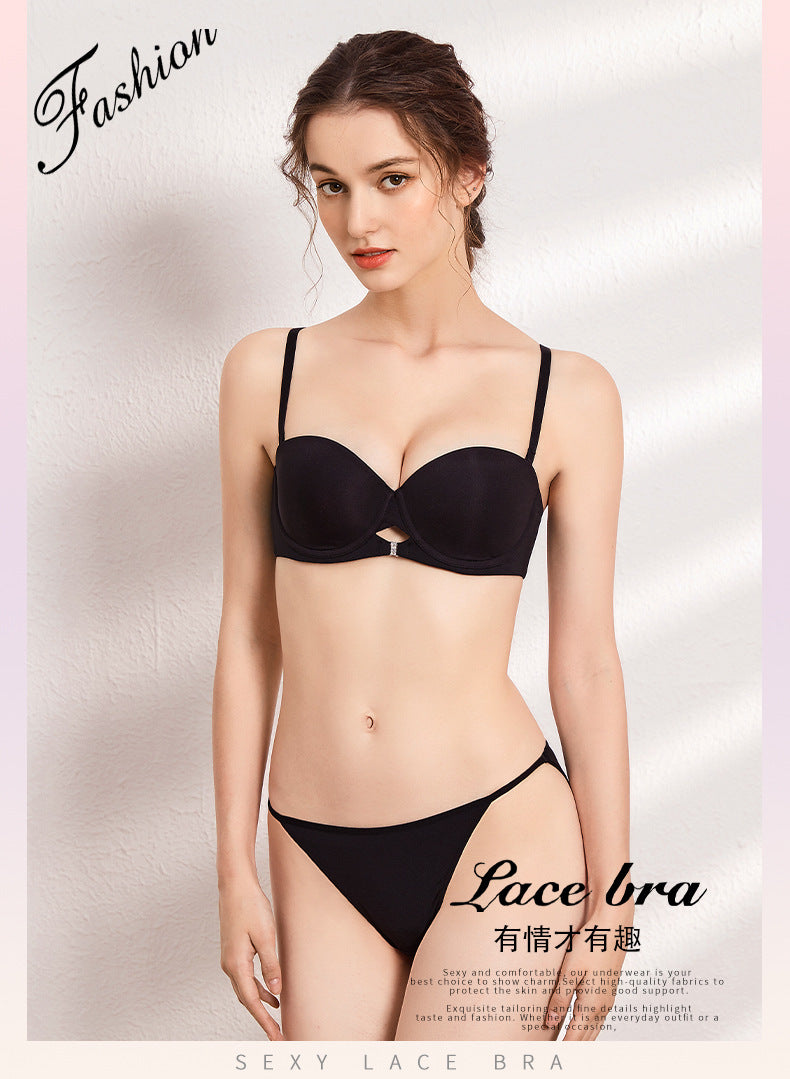Cross-Border Sexy Seamless Underwear Glossy Strapless Anti-Slip Soft Steel Ring Bra Big Chest Makes You Look Smaller Plus Size Underwear Bra