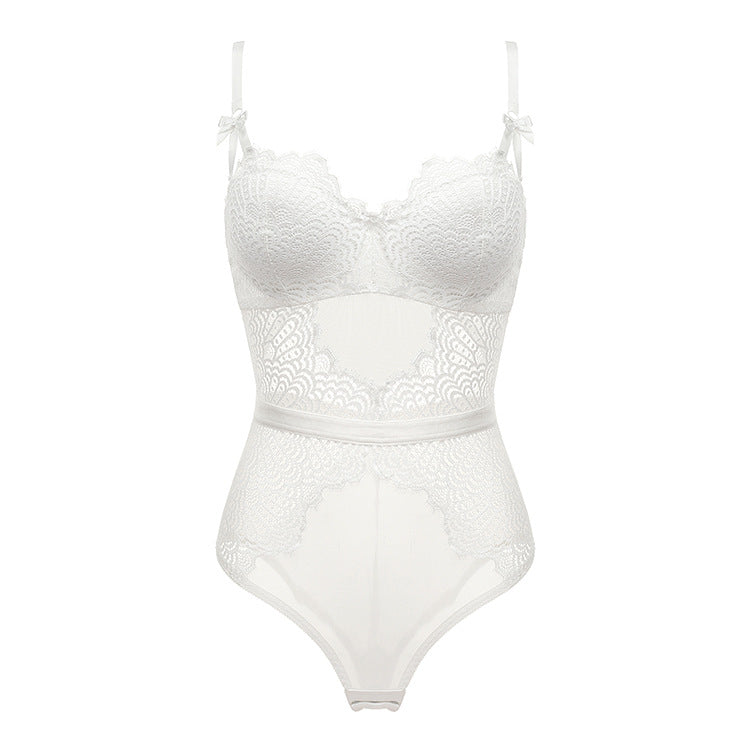 Cross-Border Small Chest Push-Up Breathable Shaping Bodysuit with Bra Sexy Lace Women's Underwear