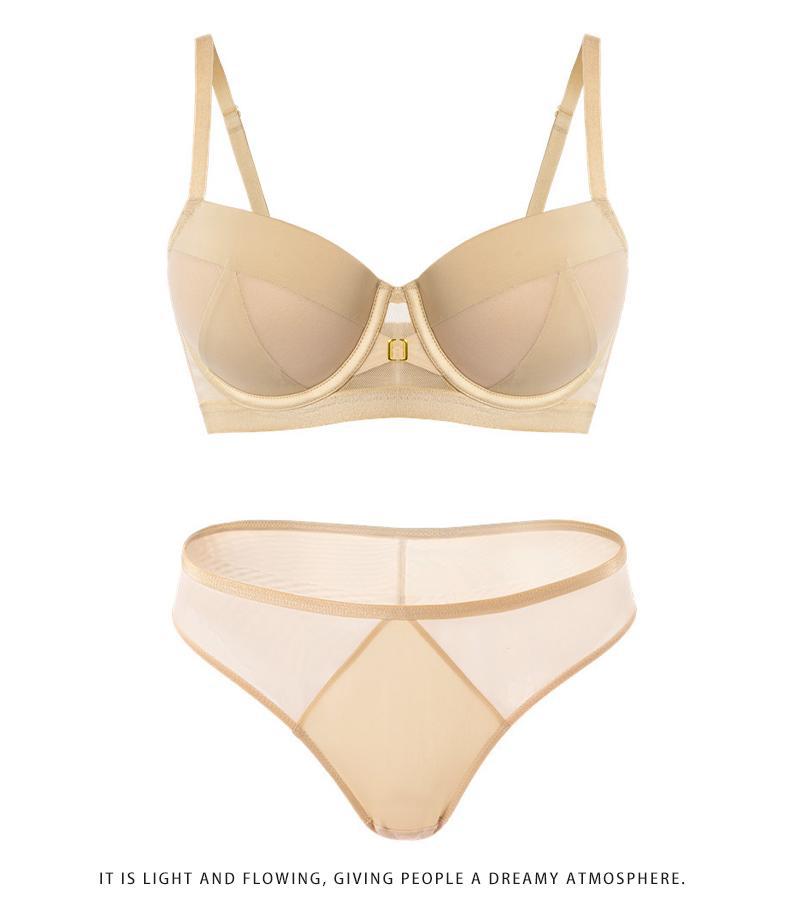 European and American Cross-Border Sexy Lingerie Seamless Half-Cup Small Chest Push-Up Bra Anti-Sagging Side Breast Collection Lift Bra Set