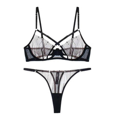 Sexy French Style Bra Cross Strap Lace Bra Big Bust Minimizer Anti-Sagging Bra Set Cross-Border