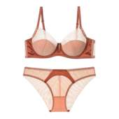23New Sexy Underwire Winter Lace-Up Upgraded Women's Thin Top Thick Bottom Bra Color-Block Beauty Bra Set