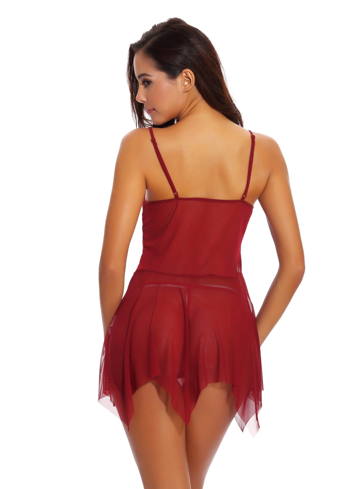New European and American Spring Summer New Women's Sexy Lace Nightdress Lace Deep v Strappy Sexy Nightwear Homewear Set