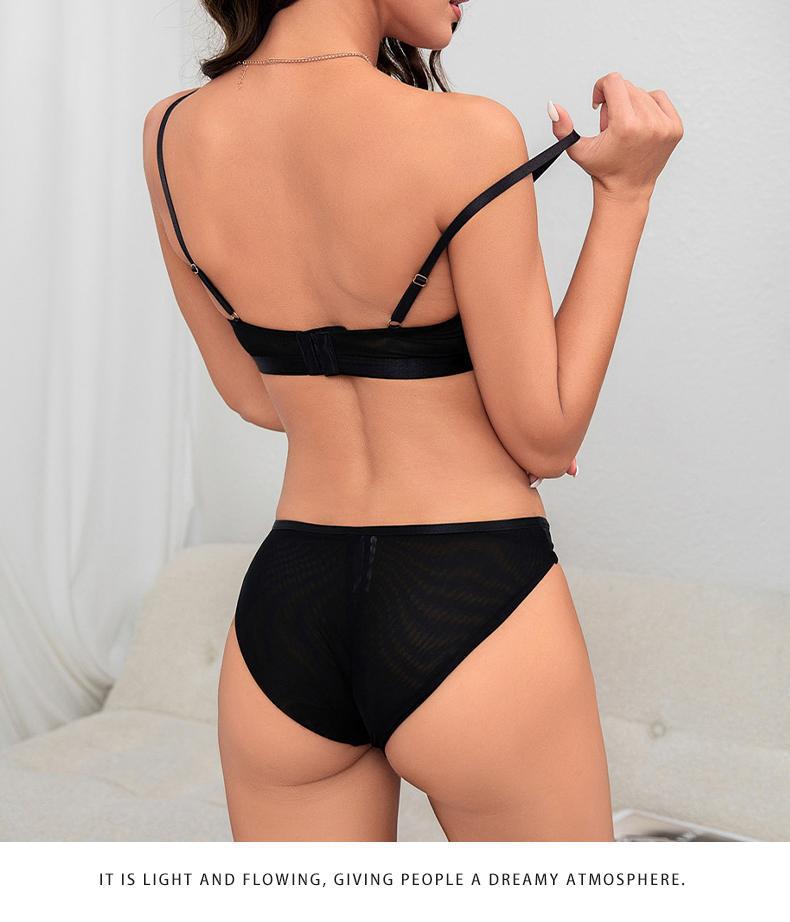European and American Cross-Border Sexy Lingerie Seamless Half-Cup Small Chest Push-Up Bra Anti-Sagging Side Breast Collection Lift Bra Set