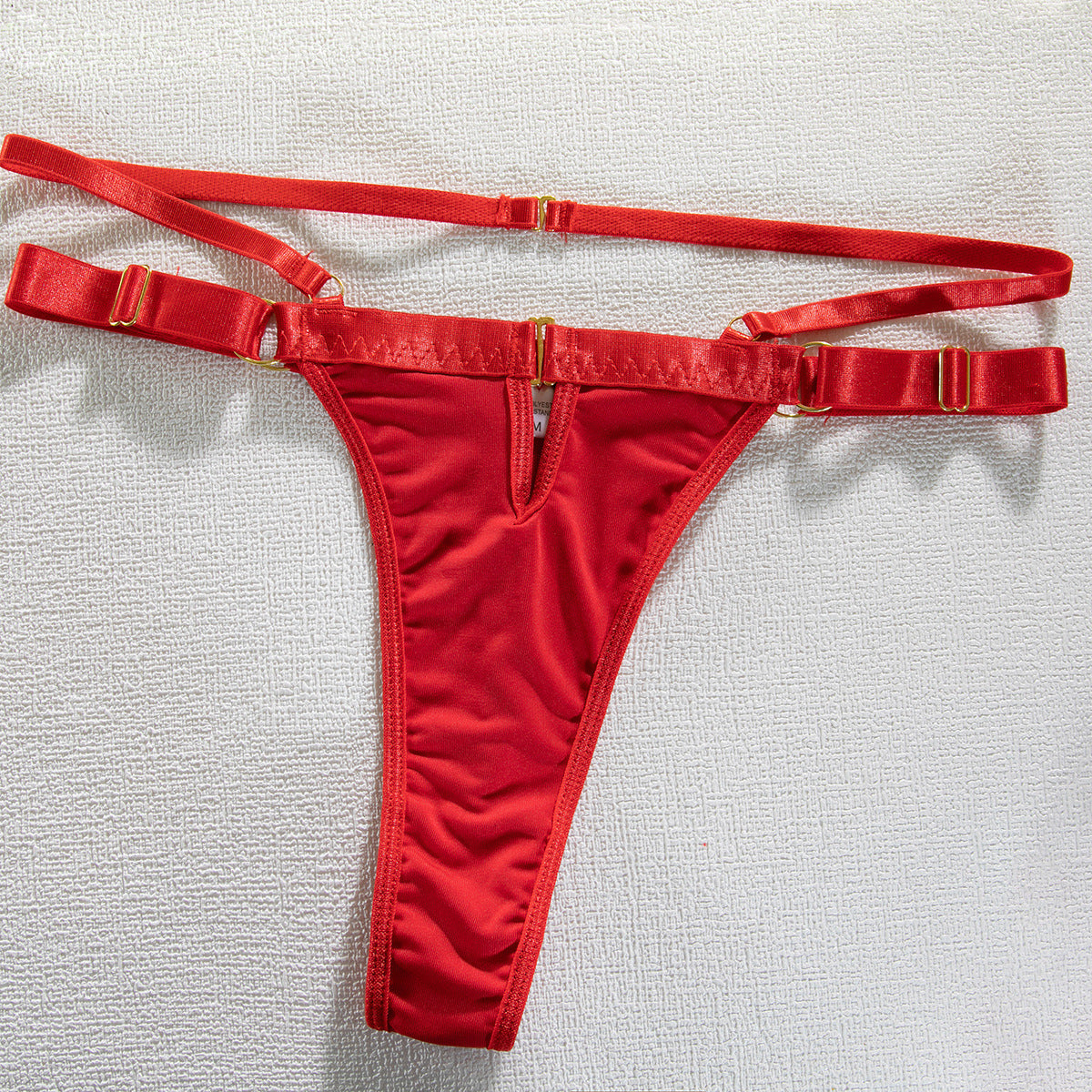European and American Cross-Border Hot-Selling Sexy Lingerie Big Chest Minimizer Tie-Up Metal Punk Style Erotic Lingerie Women's Four-Piece Set