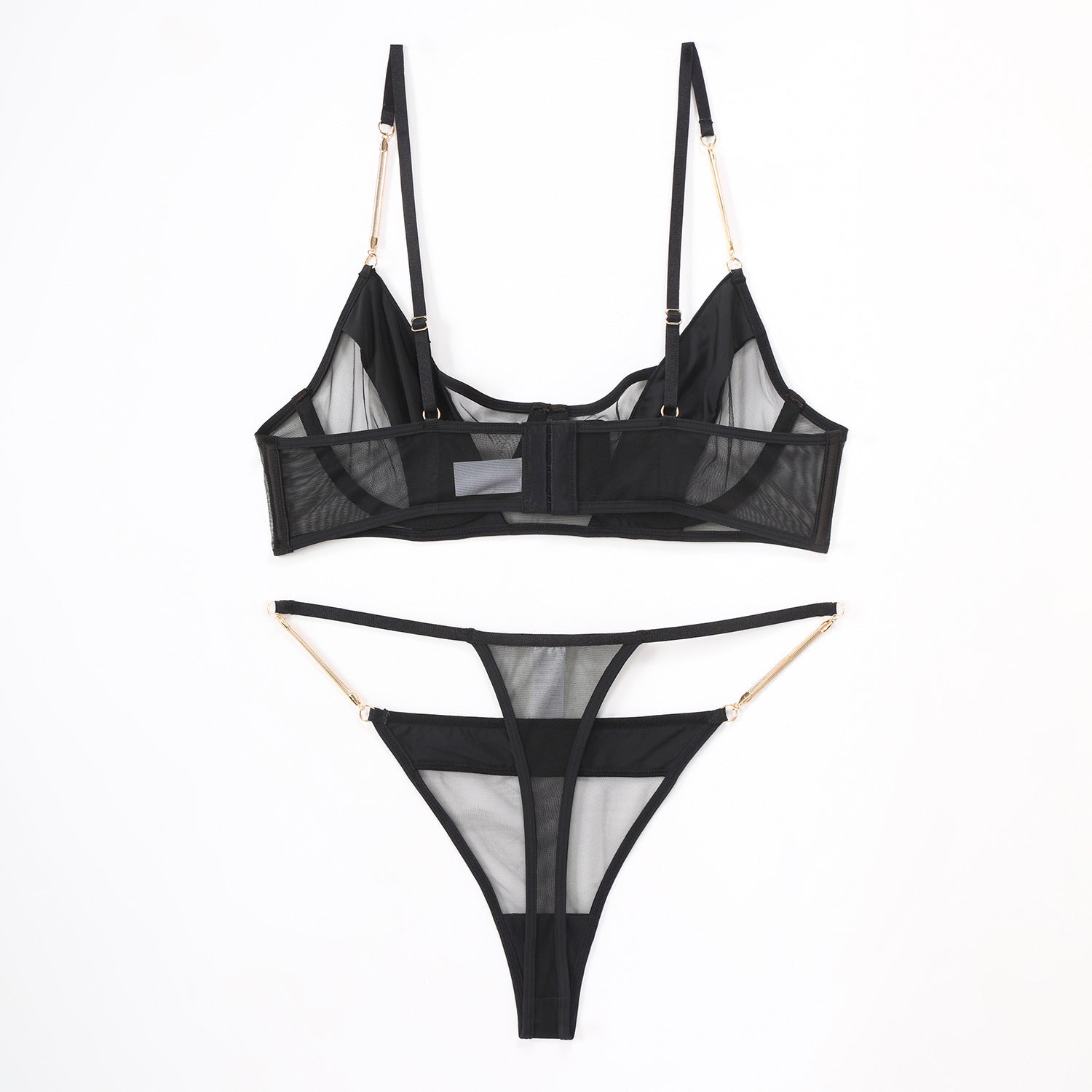 Cross-Border Sexy Lingerie Thin See-Through Mesh French Style Bra Large Bust Minimizer Plus Size Bra and Thong Set