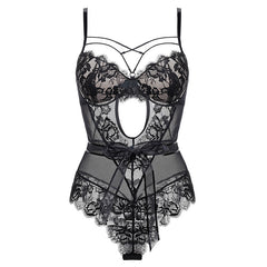 French Style Sexy Bodysuit Temptation Bow Transparent Lace European and American Tight Sexy Jumpsuit