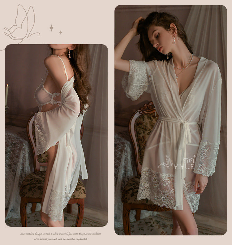 Yiyue Original Sexy Lingerie Sexy Bodysuit Women Lace Temptation Pajamas No Need to Take Off Bed Battle Robe Set8948