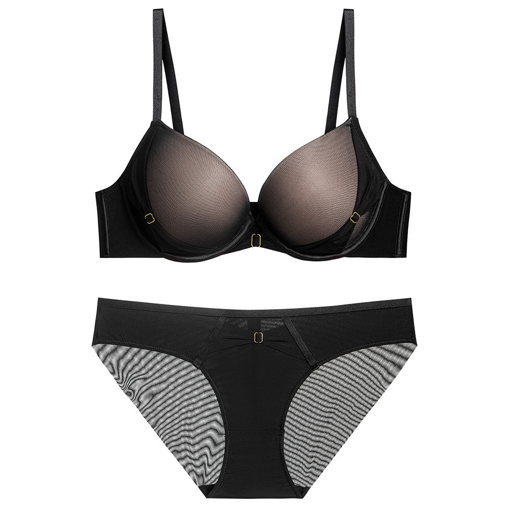 Cross-Border European and American Style French Bra for Women, Mesh Smooth Lace Sexy Lingerie, Large Bust Minimizer, Anti-Sagging Bra Set