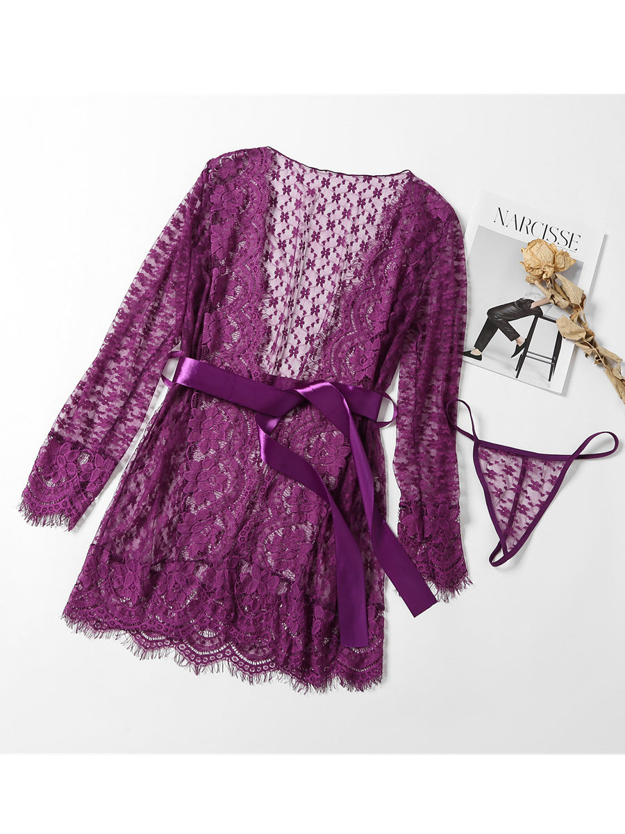 Women's Autumn New European and American Style Sexy Lace Long Sleeve Pajamas Temptation Lingerie In Stock