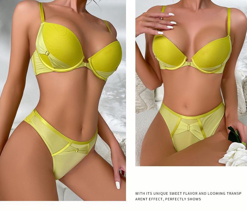 Cross-Border European and American Style French Bra for Women, Mesh Smooth Lace Sexy Lingerie, Large Bust Minimizer, Anti-Sagging Bra Set
