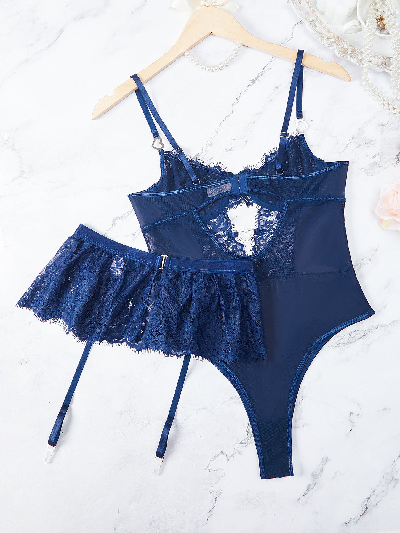 Cross-Border Foreign Trade Hot-Selling Sexy Lingerie Set Lace Embroidery See-Through Passion Uniform Temptation One-Piece Lingerie