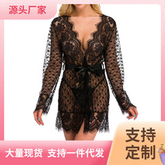 Women's Autumn New European and American Style Sexy Lace Long Sleeve Pajamas Temptation Lingerie In Stock