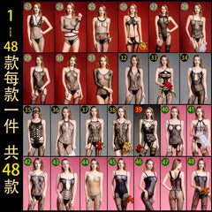 European and American Hot-Selling Sexy Lingerie Women's Sexy Uniform Temptation Bodystocking Lace Stockings Nightwear Mesh Outfit Set