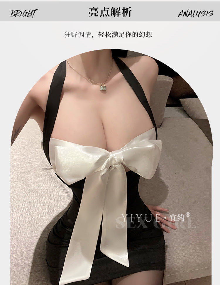 Yiyue Sexy Lingerie Pure Desire Bodycon Dress Halter Neck Hot Secretary OL No-Need-to-Remove Uniform Temptation Pajamas8915