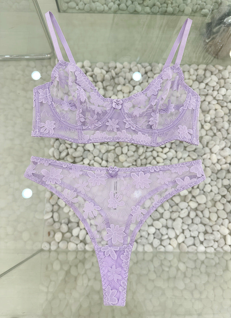 2025New French Lace Plus Size Push-Up Anti-Sagging Bra Set Sexy Ultra-Thin Large Bust Minimizer Bra