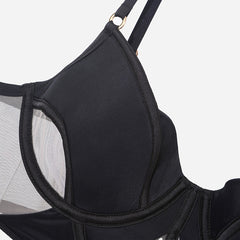 Cross-Border Sexy Lingerie for Women French Style Thin Cotton Smooth Mesh Fishbone Bra Set for Large Bust Minimizing Anti-Sagging Bra Set