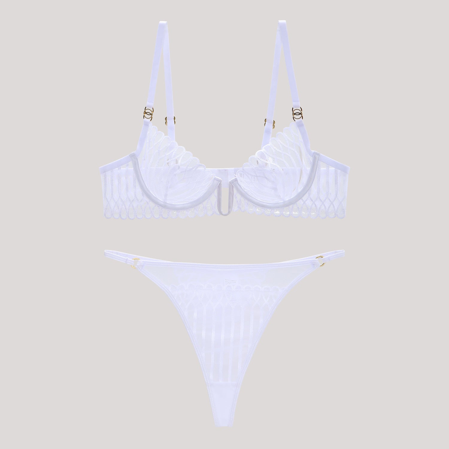 European and American French Style Lingerie for Women, Ultra-Thin and Deep U Shell-Shaped Embroidery Large Bust Minimizing Anti-Sagging Sexy Set Bra