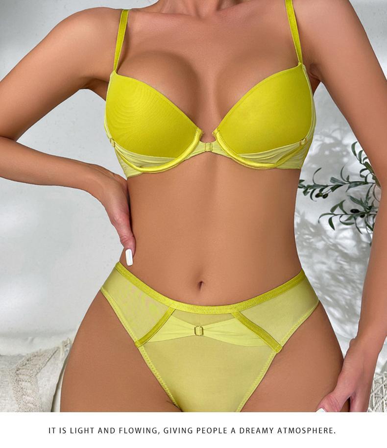 Cross-Border European and American Style French Bra for Women, Mesh Smooth Lace Sexy Lingerie, Large Bust Minimizer, Anti-Sagging Bra Set