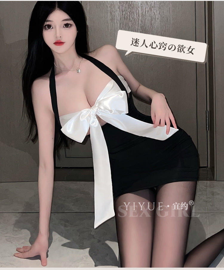 Yiyue Sexy Lingerie Pure Desire Bodycon Dress Halter Neck Hot Secretary OL No-Need-to-Remove Uniform Temptation Pajamas8915
