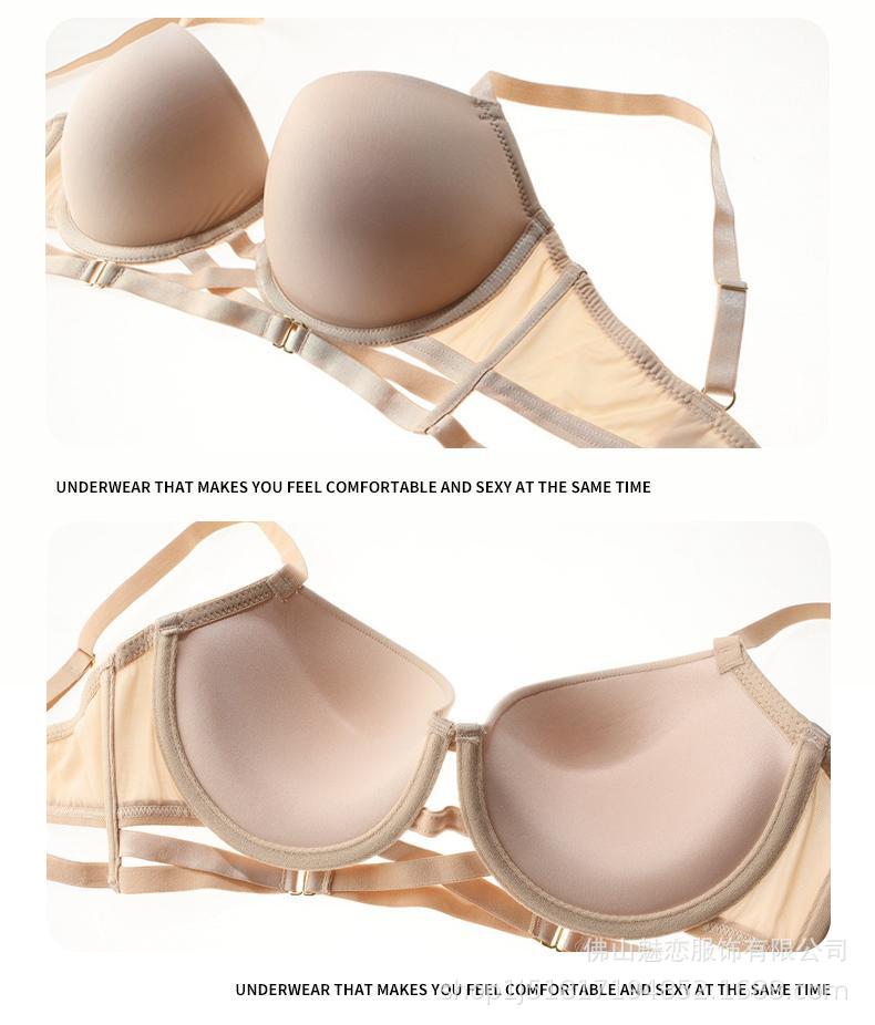 Cross-Border European and American Sexy Lingerie for Women, Cross-Strap Seamless Bra, Large Bust Minimizer, Anti-Sagging Bra Set