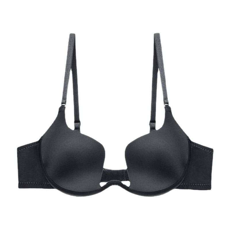 21/1 Cup Nai Shi Han Half Cup Bra Push-Up Small Chest Beauty Back Underwear for Women Summer U Deep Cut V Low Cut