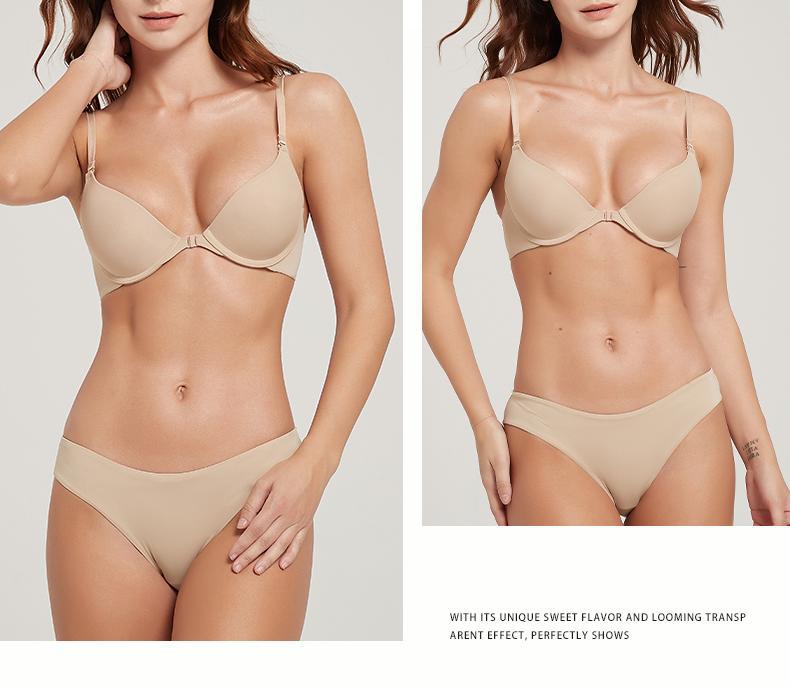 Cross-Border Sexy Seamless Underwear Thin Front Closure Soft Underwire Bra Small Chest Push-Up Anti-Sagging Underwear Set