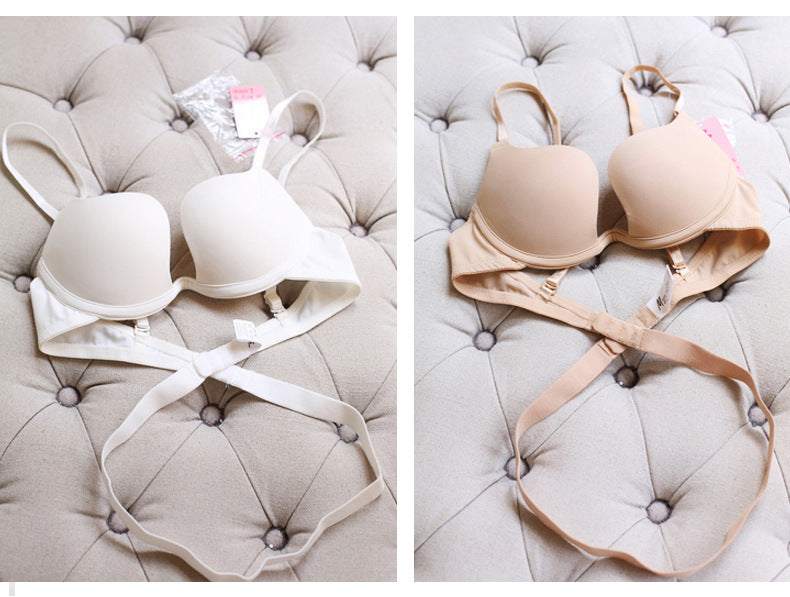 Manufacturer European and American Big Brand Backless Gown Wedding Dress Invisible Underwear Seamless Bra Beauty Back Gathered Multi-Functional Bra
