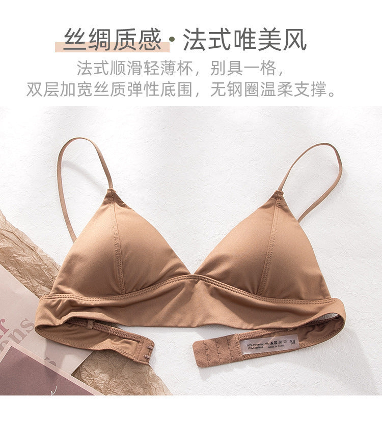 Cross-Border European and American Style French Lingerie Women Sexy Triangle Cup Wireless Bra Large Bust Minimize Small Bust Push Up Bra Set