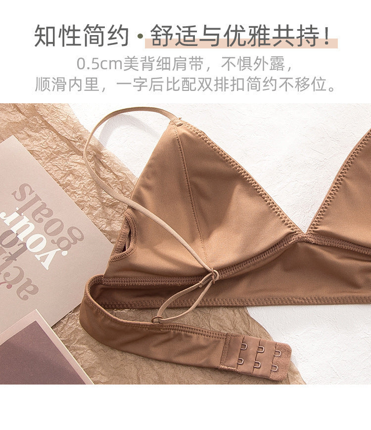 Cross-Border European and American Style French Lingerie Women Sexy Triangle Cup Wireless Bra Large Bust Minimize Small Bust Push Up Bra Set