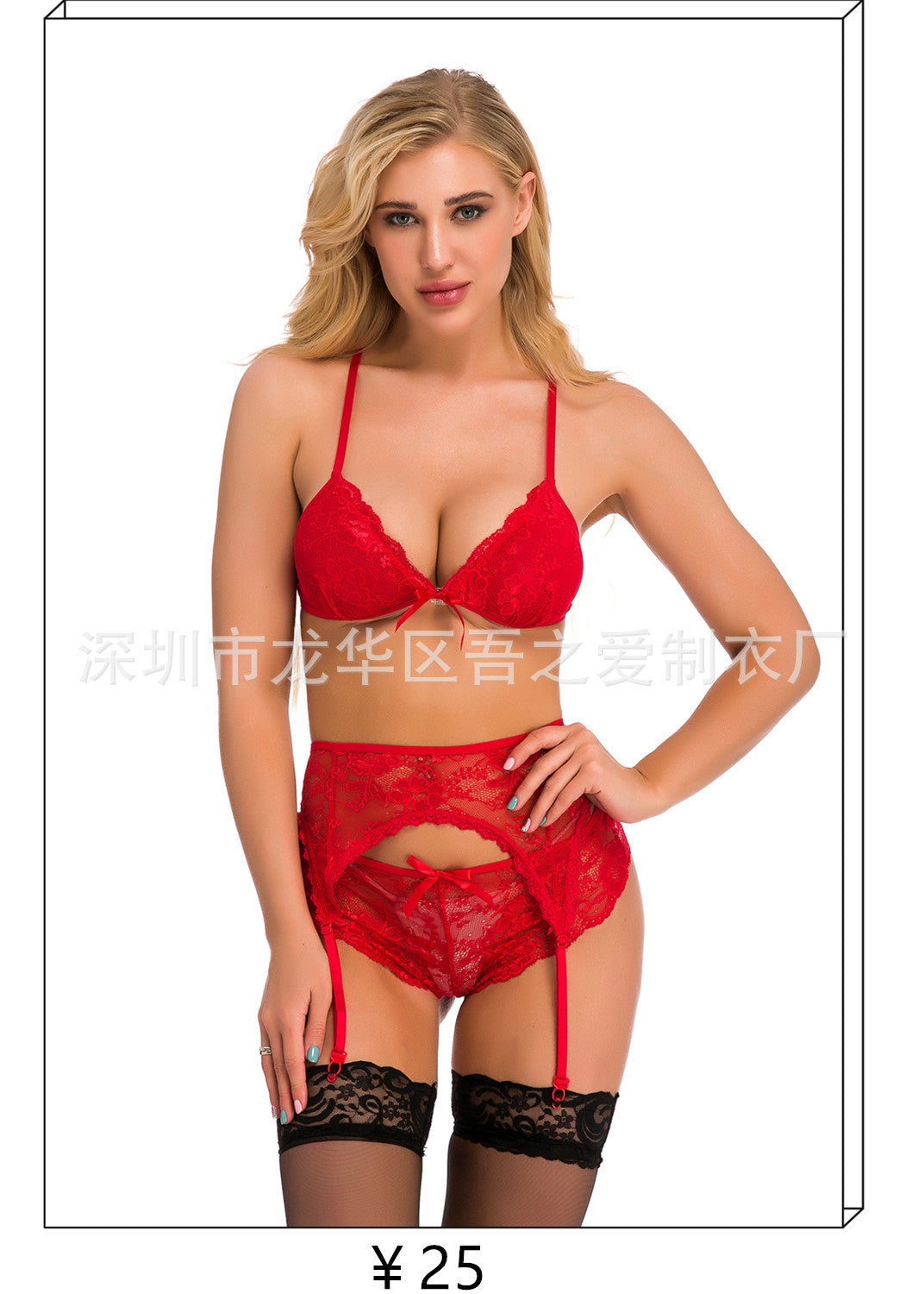 Sexy Lingerie Cross-Border Women's Fashion European and American AliExpress Amazon Transparent Lace Underwire Sexy Three-Piece Set New Model
