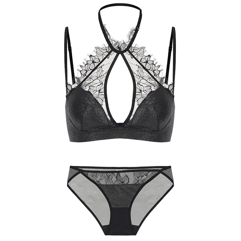 French Style Sexy Lingerie Summer Thin Halter Neck Lace Bra Vest Style Large Bust Minimizer Plus Size Bra