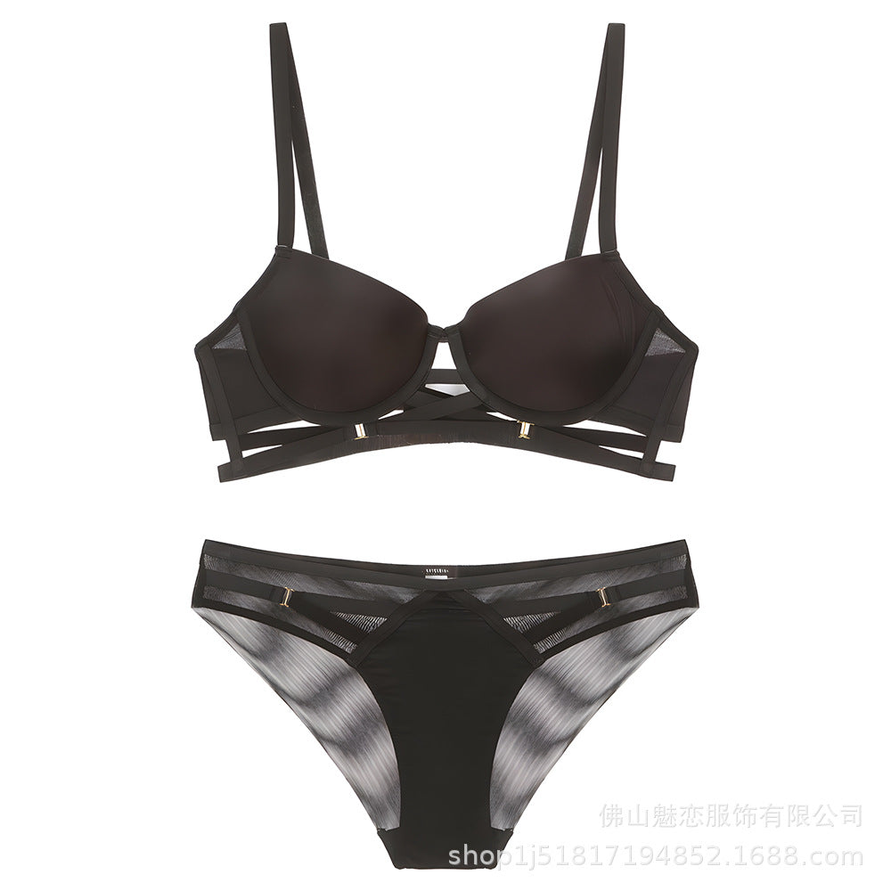 Cross-Border European and American Sexy Lingerie for Women, Cross-Strap Seamless Bra, Large Bust Minimizer, Anti-Sagging Bra Set