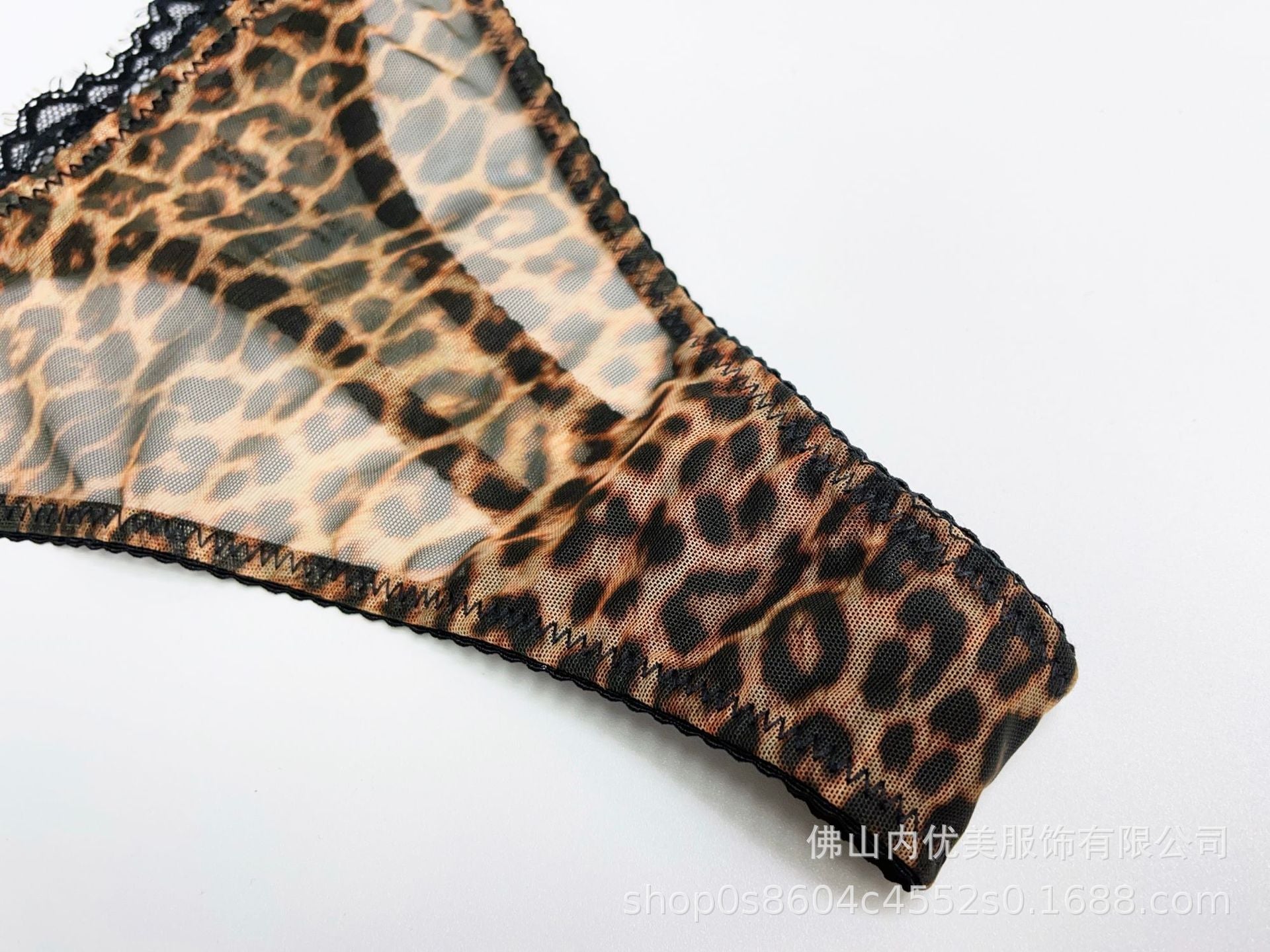 Foreign Trade European and American French Style Lingerie Sexy Lace Leopard Print See-through Temptation Big Chest Minimizer Push-up Bra Set