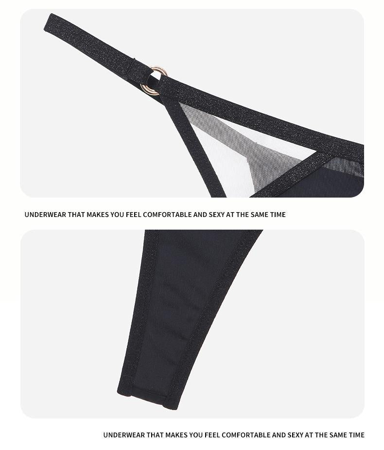 Cross-Border Sexy Lingerie for Women French Style Thin Cotton Smooth Mesh Fishbone Bra Set for Large Bust Minimizing Anti-Sagging Bra Set