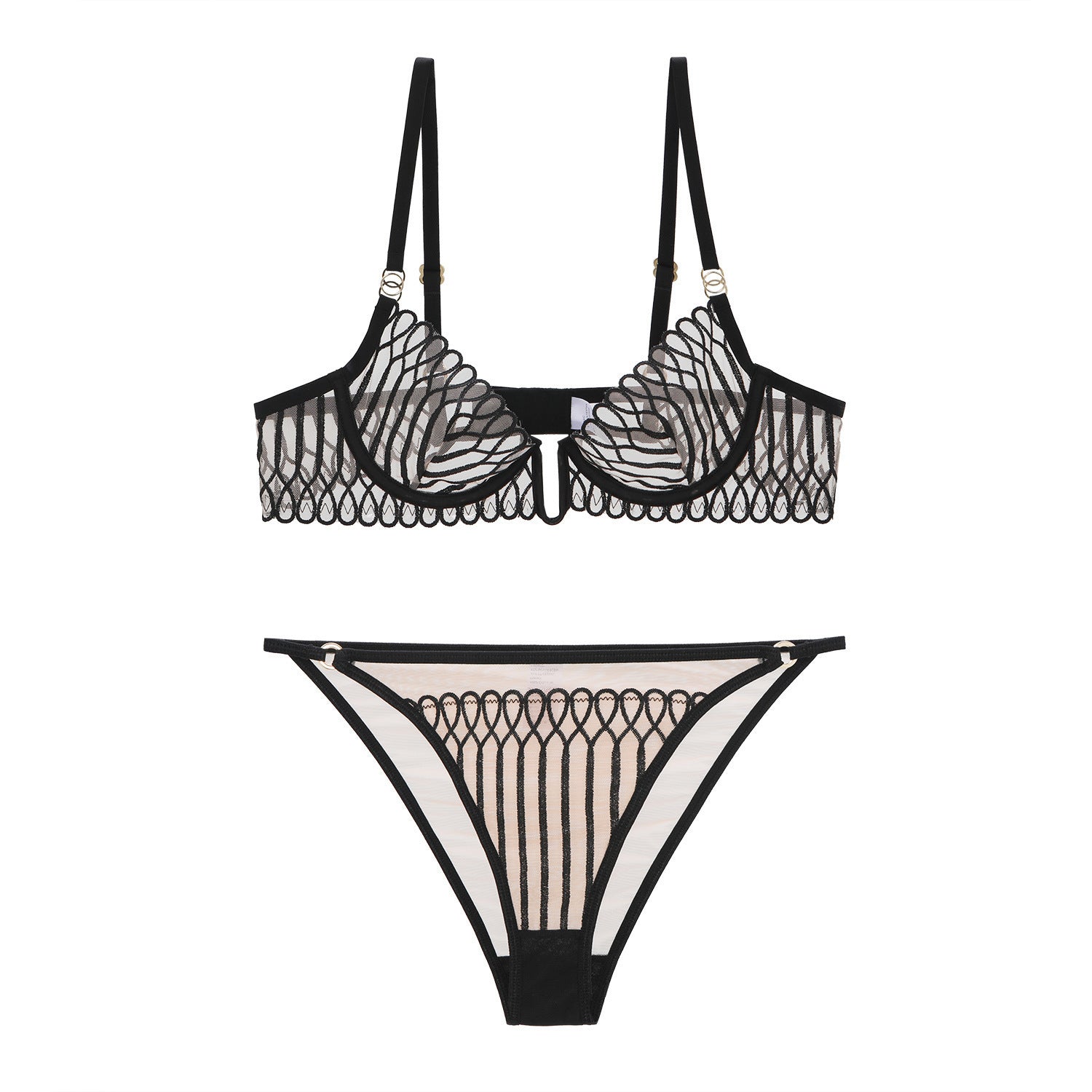 Cross-border European and American Sexy Lingerie for Women Ultra-thin Deep U Shell-Shaped Embroidery Large Bust Minimizing Anti-Sagging Lift Bra Set