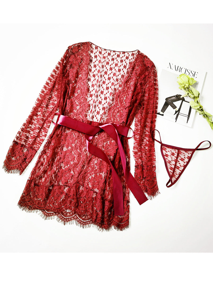 Women's Autumn New European and American Style Sexy Lace Long Sleeve Pajamas Temptation Lingerie In Stock