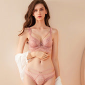 23New Sexy Underwire Winter Lace-Up Upgraded Women's Thin Top Thick Bottom Bra Color-Block Beauty Bra Set