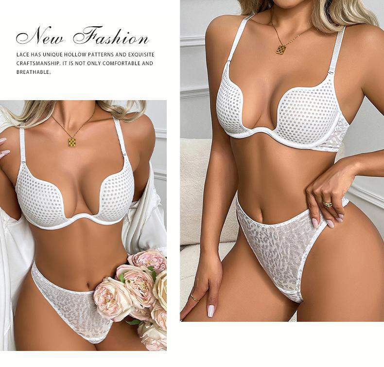 Sexy Lingerie U Leopard Print Backless Push-Up Bra for Large Busts, Minimizing and Anti-Sagging, Large Size Bra
