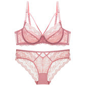 23New Sexy Underwire Winter Lace-Up Upgraded Women's Thin Top Thick Bottom Bra Color-Block Beauty Bra Set
