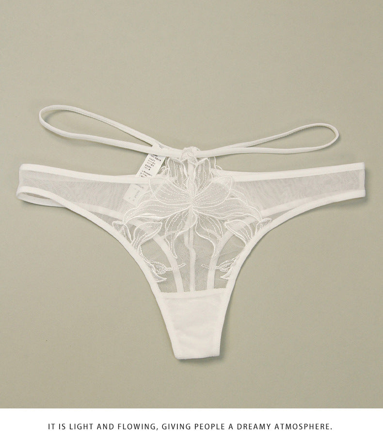 European and American Cross-Border Sexy Women's Panties Thin Breathable Embroidered Lace Panties Hip-Lifting Low Waist Plus Size Panties T Pants