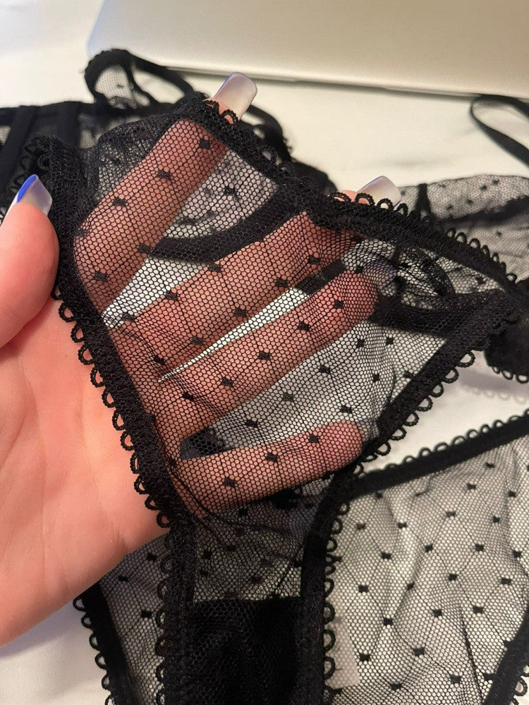 Cross-Border Hot-Selling Sexy Bra Ultra-Thin No Sponge Big Chest Minimizer See-Through Temptation Mesh Sexy Lingerie Set for Women