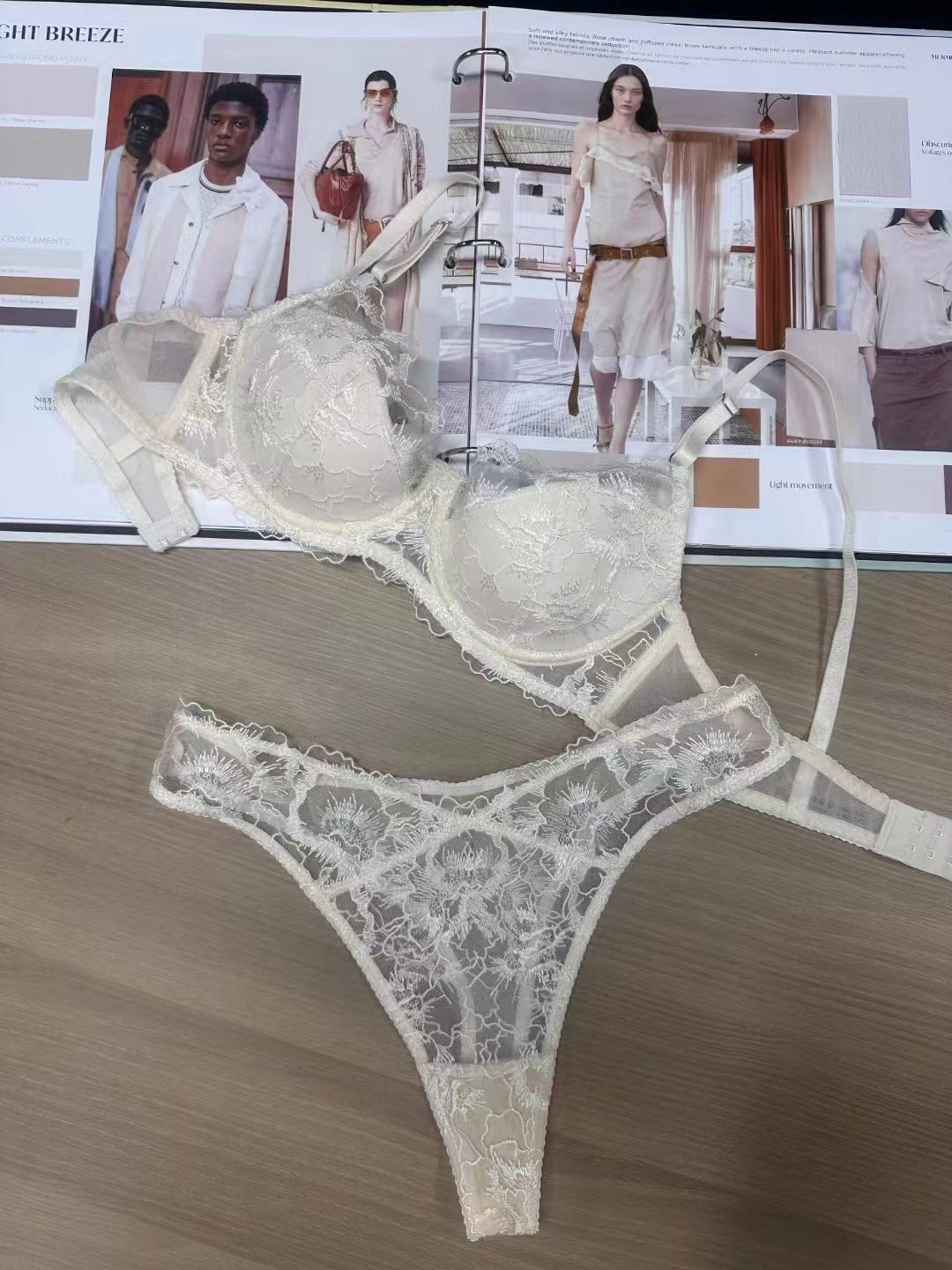 European and American Cross-Border New Sexy Lingerie Thin Jacquard Embroidery Lace Bra Large Bust Minimizer Plus Size French Lingerie