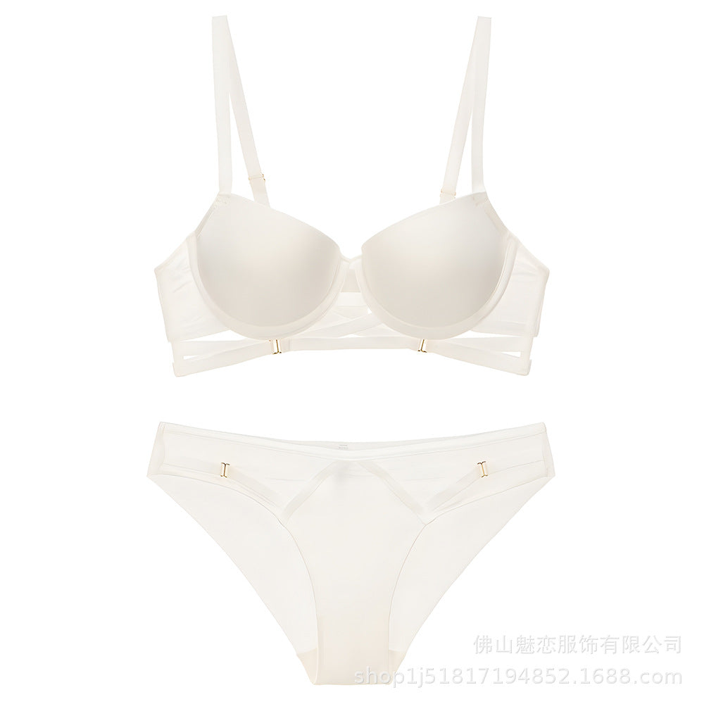 Cross-Border European and American Sexy Lingerie for Women, Cross-Strap Seamless Bra, Large Bust Minimizer, Anti-Sagging Bra Set